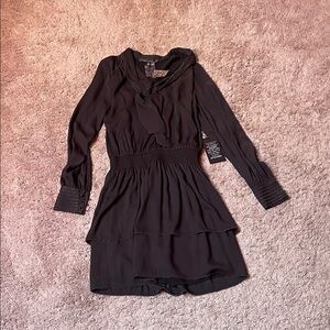 NWT: White House Black Market LBD Elegant Black Ruffled Dress